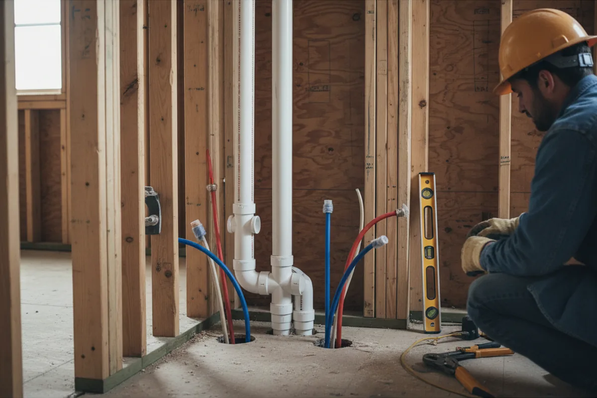 Drain and supply rough-in during Garbage Disposal Repair in Dana Point