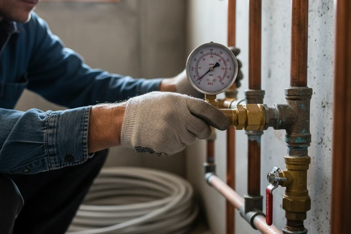 Pressure testing a repaired line during Water Line Repair in Dana Point